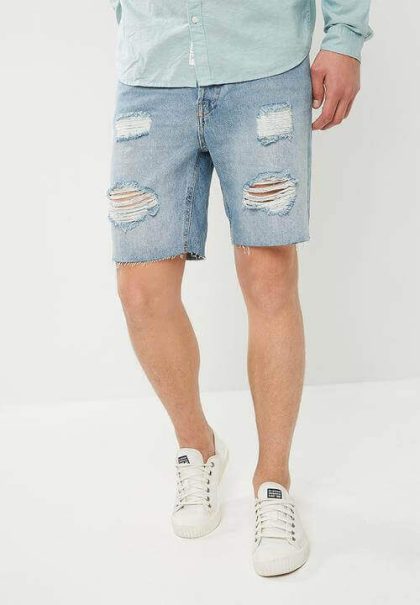 Rick Denim Cut Off Shorts - Blue