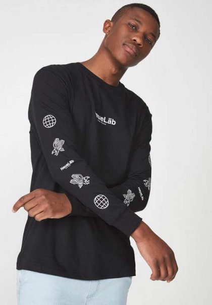 T Bar Long Sleeve Tee - Black